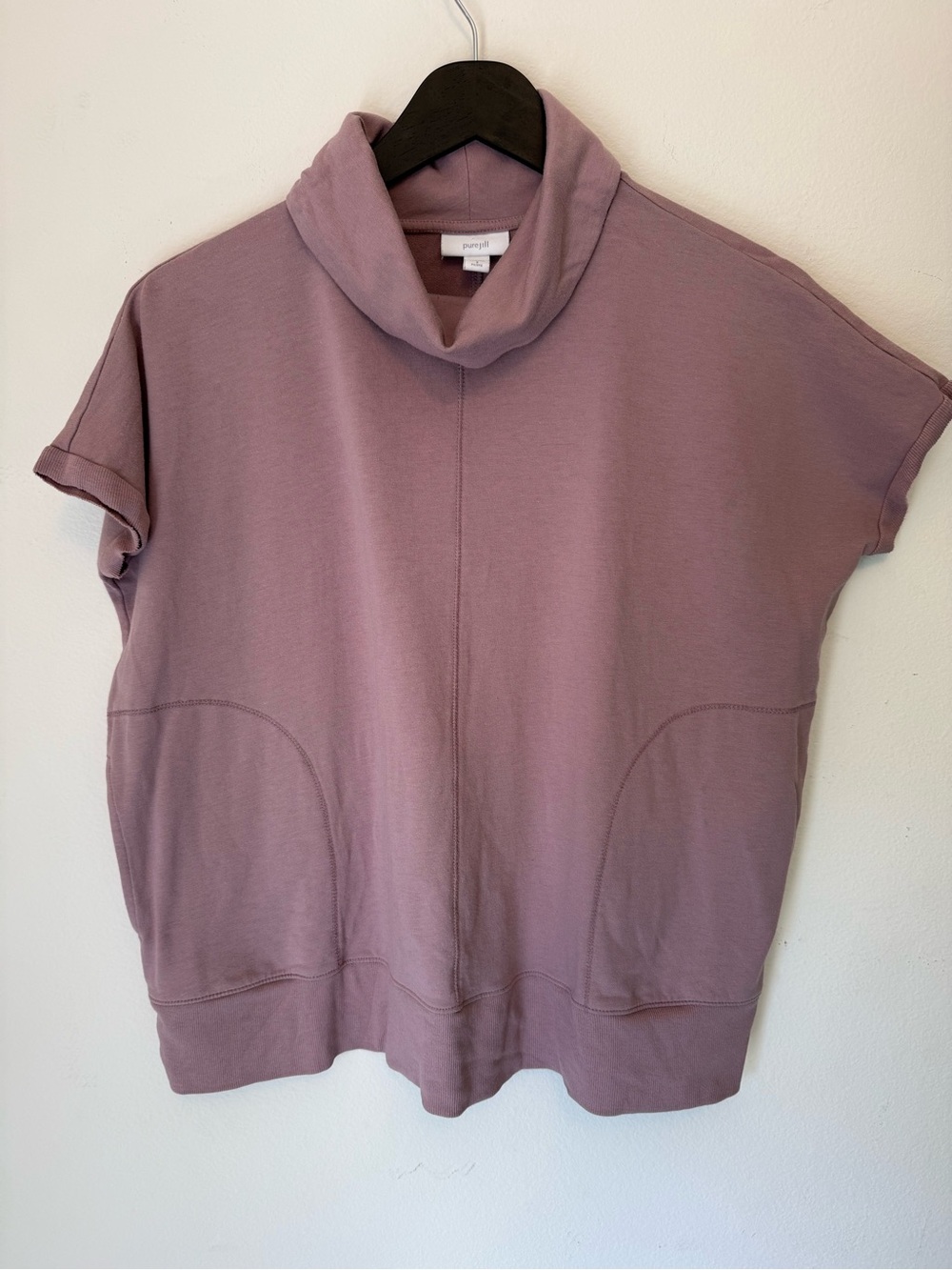 Pure Jill Pima Cotton Modal Cowl Neck Short Sleeve Top Mauve Small Petite SP